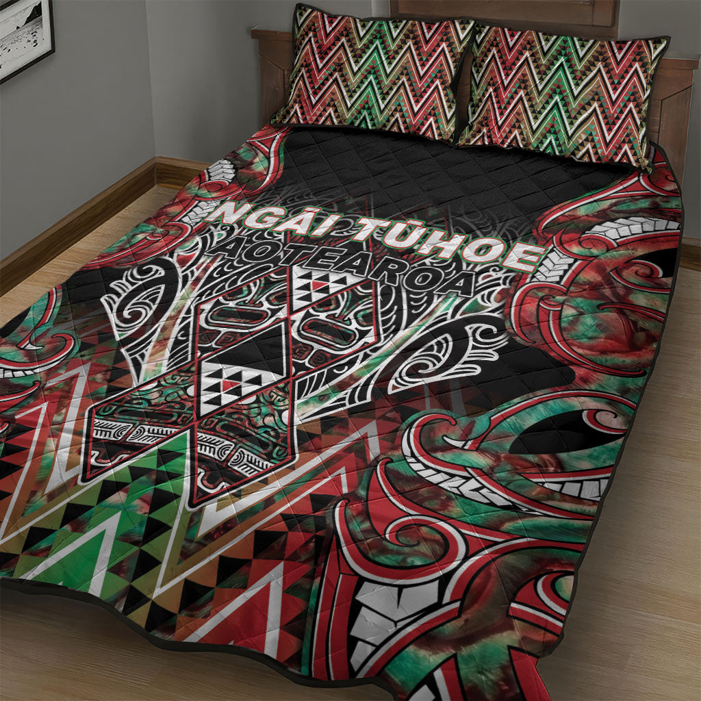 Aotearoa Ngai Tuhoe Quilt Bed Set Maori Tribal Red And Green Paua Shell Pattern DT05 - Polynesian Pride