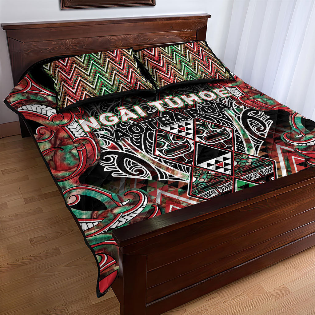 Aotearoa Ngai Tuhoe Quilt Bed Set Maori Tribal Red And Green Paua Shell Pattern DT05 - Polynesian Pride