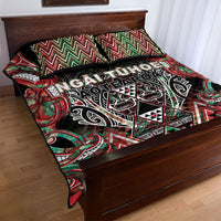 Aotearoa Ngai Tuhoe Quilt Bed Set Maori Tribal Red And Green Paua Shell Pattern DT05 - Polynesian Pride