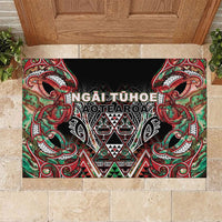 Aotearoa Ngai Tuhoe Rubber Doormat Maori Tribal Red And Green Paua Shell Pattern DT05 Red - Polynesian Pride