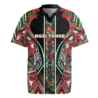 Aotearoa Ngai Tuhoe Rugby Jersey Maori Tribal Red And Green Paua Shell Pattern DT05 Red - Polynesian Pride