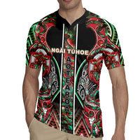Aotearoa Ngai Tuhoe Rugby Jersey Maori Tribal Red And Green Paua Shell Pattern DT05 - Polynesian Pride
