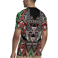 Aotearoa Ngai Tuhoe Rugby Jersey Maori Tribal Red And Green Paua Shell Pattern DT05 - Polynesian Pride