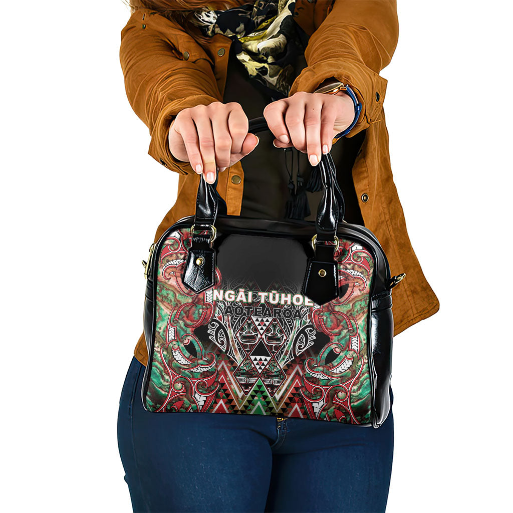 Aotearoa Ngai Tuhoe Shoulder Handbag Maori Tribal Red And Green Paua Shell Pattern DT05 One Size Red - Polynesian Pride