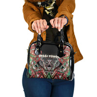 Aotearoa Ngai Tuhoe Shoulder Handbag Maori Tribal Red And Green Paua Shell Pattern DT05 One Size Red - Polynesian Pride