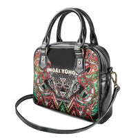 Aotearoa Ngai Tuhoe Shoulder Handbag Maori Tribal Red And Green Paua Shell Pattern DT05 - Polynesian Pride