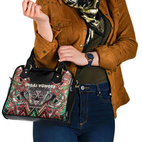 Aotearoa Ngai Tuhoe Shoulder Handbag Maori Tribal Red And Green Paua Shell Pattern DT05 - Polynesian Pride