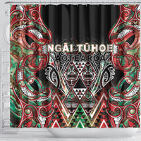 Aotearoa Ngai Tuhoe Shower Curtain Maori Tribal Red And Green Paua Shell Pattern DT05 - Polynesian Pride