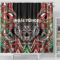 Aotearoa Ngai Tuhoe Shower Curtain Maori Tribal Red And Green Paua Shell Pattern DT05 - Polynesian Pride