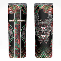 Aotearoa Ngai Tuhoe Skinny Tumbler Maori Tribal Red And Green Paua Shell Pattern DT05 Red - Polynesian Pride
