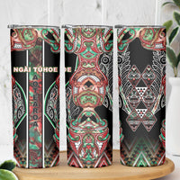 Aotearoa Ngai Tuhoe Skinny Tumbler Maori Tribal Red And Green Paua Shell Pattern DT05 - Polynesian Pride
