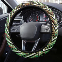 Aotearoa Ngai Tuhoe Steering Wheel Cover Maori Tribal Red And Green Paua Shell Pattern DT05 - Polynesian Pride