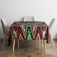 Aotearoa Ngai Tuhoe Tablecloth Maori Tribal Red And Green Paua Shell Pattern DT05 - Polynesian Pride