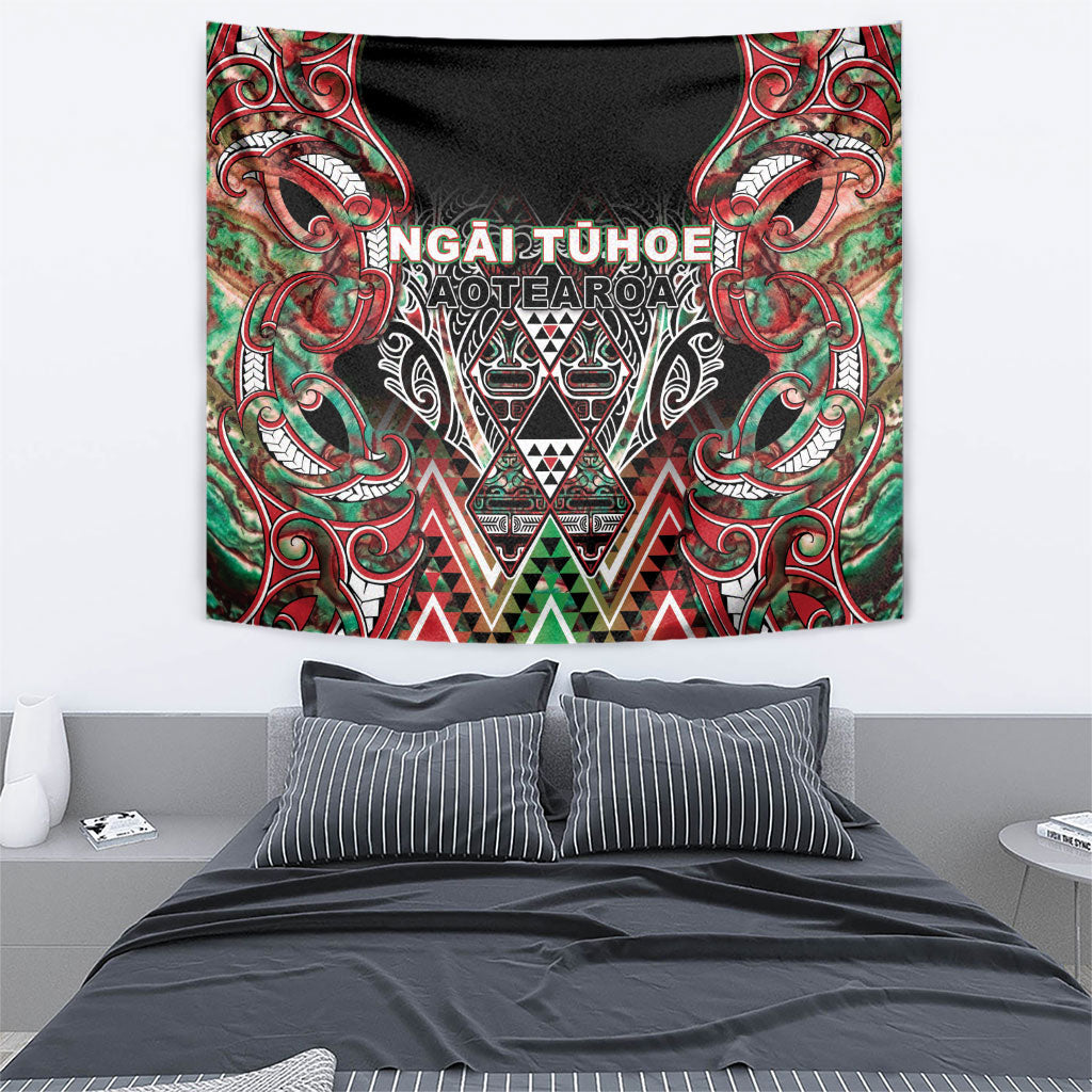 Aotearoa Ngai Tuhoe Tapestry Maori Tribal Red And Green Paua Shell Pattern DT05 - Polynesian Pride
