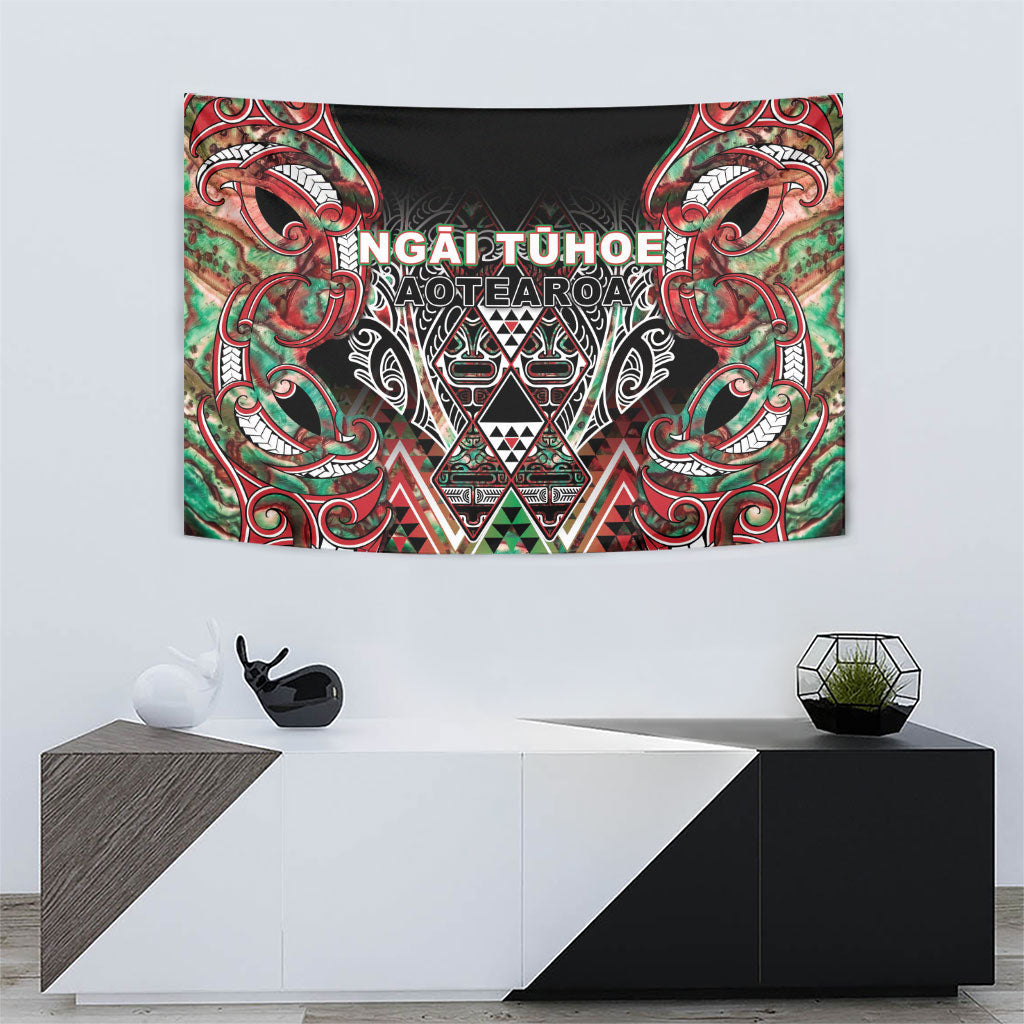 Aotearoa Ngai Tuhoe Tapestry Maori Tribal Red And Green Paua Shell Pattern DT05 - Polynesian Pride