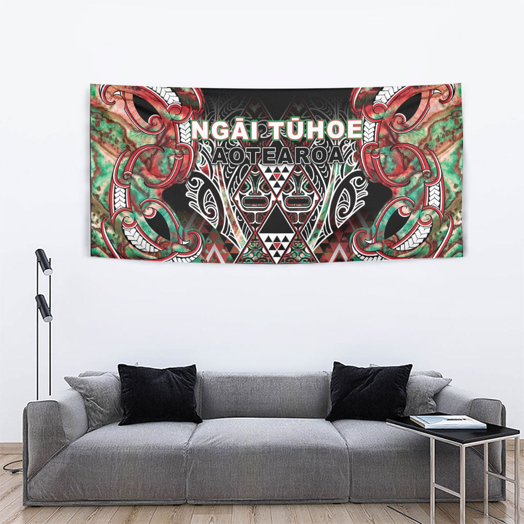 Aotearoa Ngai Tuhoe Tapestry Maori Tribal Red And Green Paua Shell Pattern DT05 - Polynesian Pride