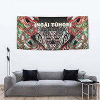 Aotearoa Ngai Tuhoe Tapestry Maori Tribal Red And Green Paua Shell Pattern DT05 - Polynesian Pride