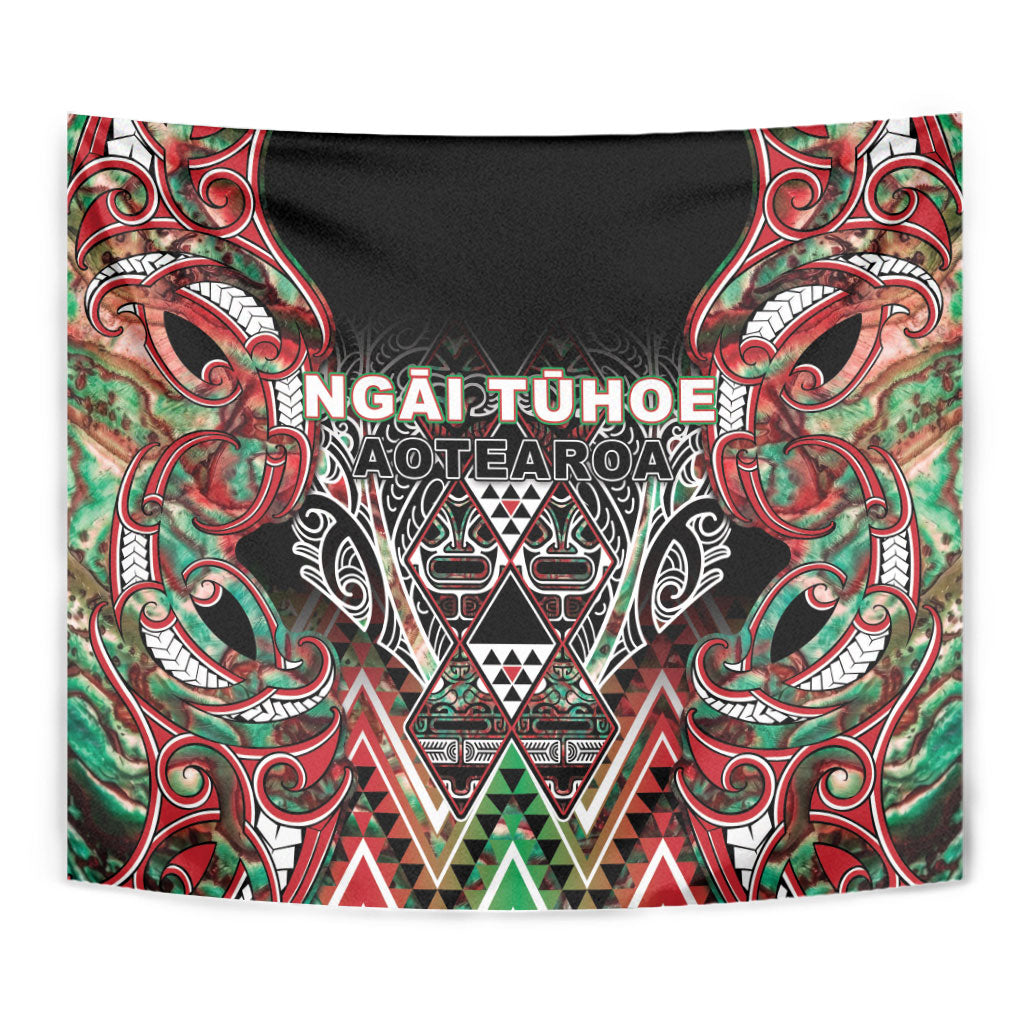 Aotearoa Ngai Tuhoe Tapestry Maori Tribal Red And Green Paua Shell Pattern DT05 - Polynesian Pride