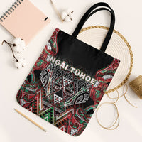 Aotearoa Ngai Tuhoe Tote Bag Maori Tribal Red And Green Paua Shell Pattern DT05 Black Strap One Size Red - Polynesian Pride