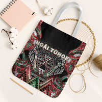 Aotearoa Ngai Tuhoe Tote Bag Maori Tribal Red And Green Paua Shell Pattern DT05 White Strap One Size Red - Polynesian Pride