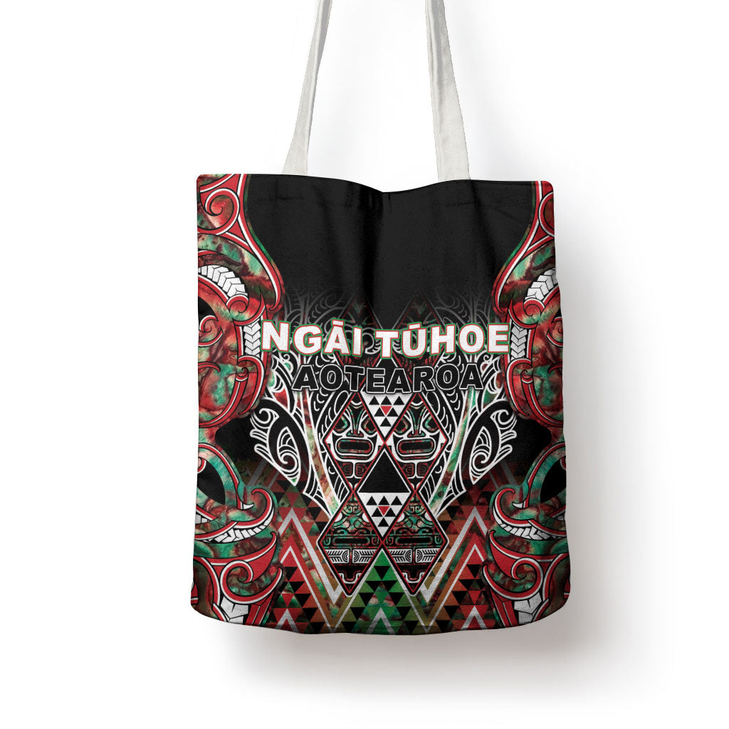 Aotearoa Ngai Tuhoe Tote Bag Maori Tribal Red And Green Paua Shell Pattern DT05 - Polynesian Pride