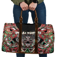 Aotearoa Ngai Tuhoe Travel Bag Maori Tribal Red And Green Paua Shell Pattern DT05 Red - Polynesian Pride
