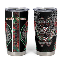 Aotearoa Ngai Tuhoe Tumbler Cup Maori Tribal Red And Green Paua Shell Pattern DT05 Red - Polynesian Pride