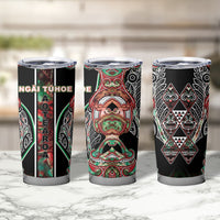 Aotearoa Ngai Tuhoe Tumbler Cup Maori Tribal Red And Green Paua Shell Pattern DT05 - Polynesian Pride