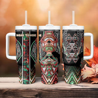 Aotearoa Ngai Tuhoe Tumbler With Handle Maori Tribal Red And Green Paua Shell Pattern DT05 - Polynesian Pride