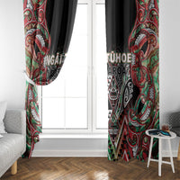Aotearoa Ngai Tuhoe Window Curtain Maori Tribal Red And Green Paua Shell Pattern DT05 - Polynesian Pride