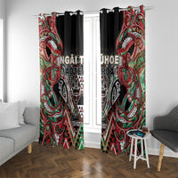 Aotearoa Ngai Tuhoe Window Curtain Maori Tribal Red And Green Paua Shell Pattern DT05 With Grommets Red - Polynesian Pride
