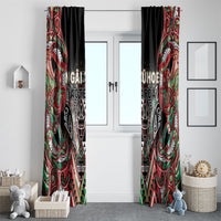 Aotearoa Ngai Tuhoe Window Curtain Maori Tribal Red And Green Paua Shell Pattern DT05 - Polynesian Pride