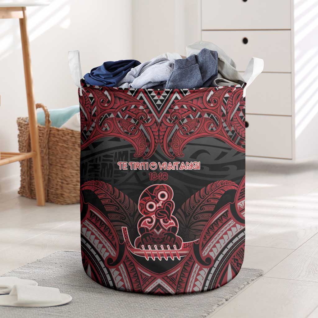 New Zealand Waitangi Day Laundry Basket Te Tiriti O Waitangi 1840 DT05 Black - Polynesian Pride
