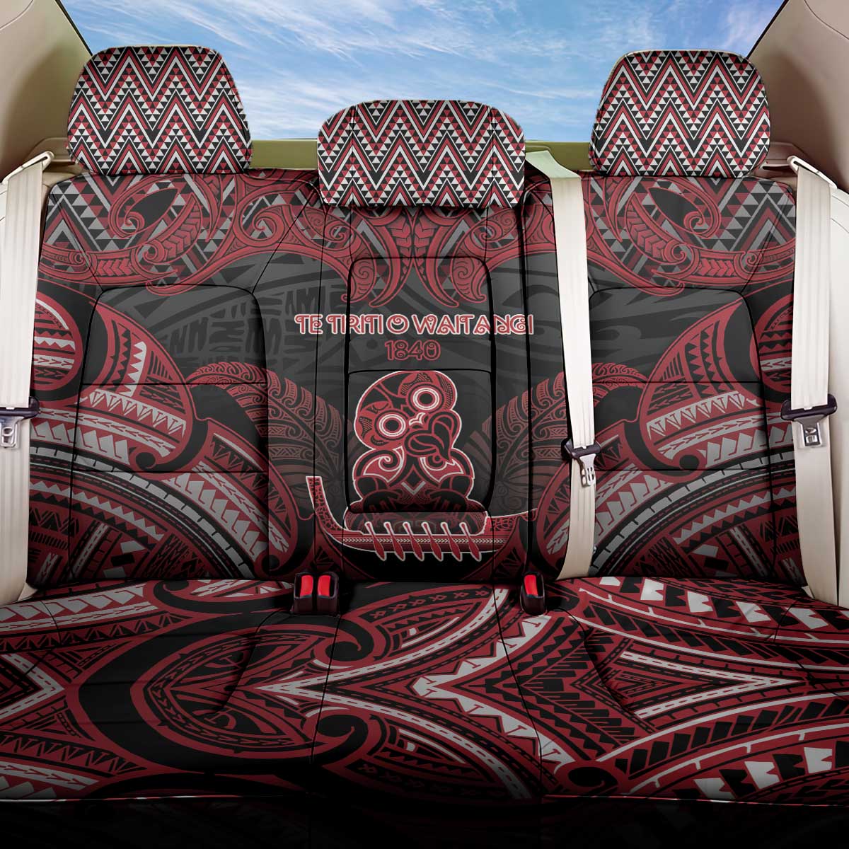 New Zealand Waitangi Day Back Car Seat Cover Te Tiriti O Waitangi 1840 DT05 One Size Black - Polynesian Pride