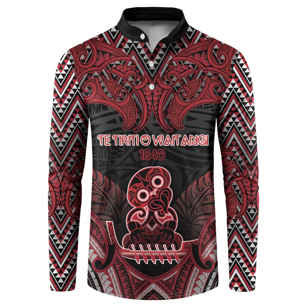 Personalised New Zealand Waitangi Day Button Sweatshirt Te Tiriti O Waitangi 1840 DT05 Black - Polynesian Pride