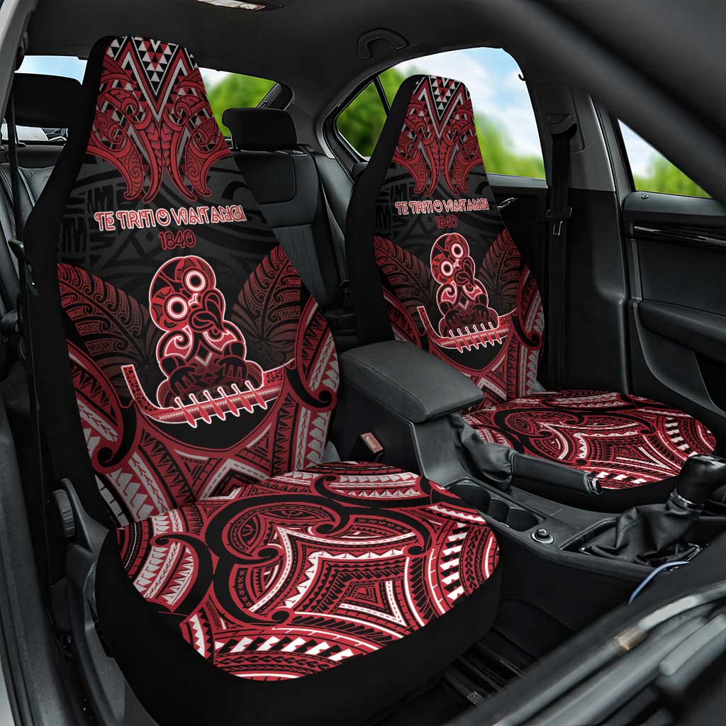 New Zealand Waitangi Day Car Seat Cover Te Tiriti O Waitangi 1840 DT05 One Size Black - Polynesian Pride