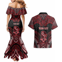 Personalised New Zealand Waitangi Day Couples Matching Mermaid Dress and Hawaiian Shirt Te Tiriti O Waitangi 1840 - Polynesian Pride