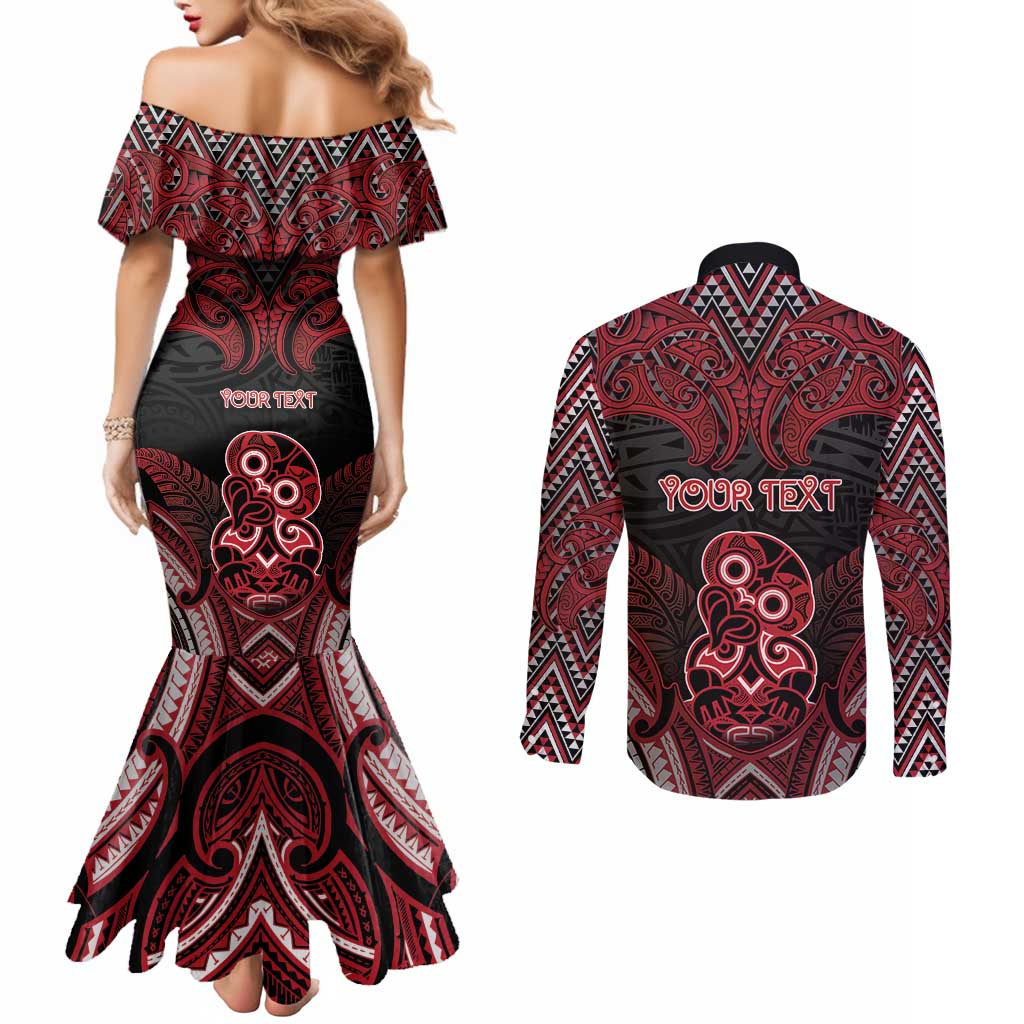 Personalised New Zealand Waitangi Day Couples Matching Mermaid Dress and Long Sleeve Button Shirt Te Tiriti O Waitangi 1840 - Polynesian Pride