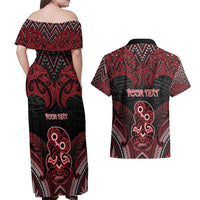 Personalised New Zealand Waitangi Day Couples Matching Off Shoulder Maxi Dress and Hawaiian Shirt Te Tiriti O Waitangi 1840 - Polynesian Pride