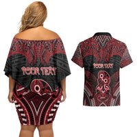 Personalised New Zealand Waitangi Day Couples Matching Off Shoulder Short Dress and Hawaiian Shirt Te Tiriti O Waitangi 1840 - Polynesian Pride