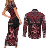 Personalised New Zealand Waitangi Day Couples Matching Short Sleeve Bodycon Dress and Long Sleeve Button Shirt Te Tiriti O Waitangi 1840 - Polynesian Pride