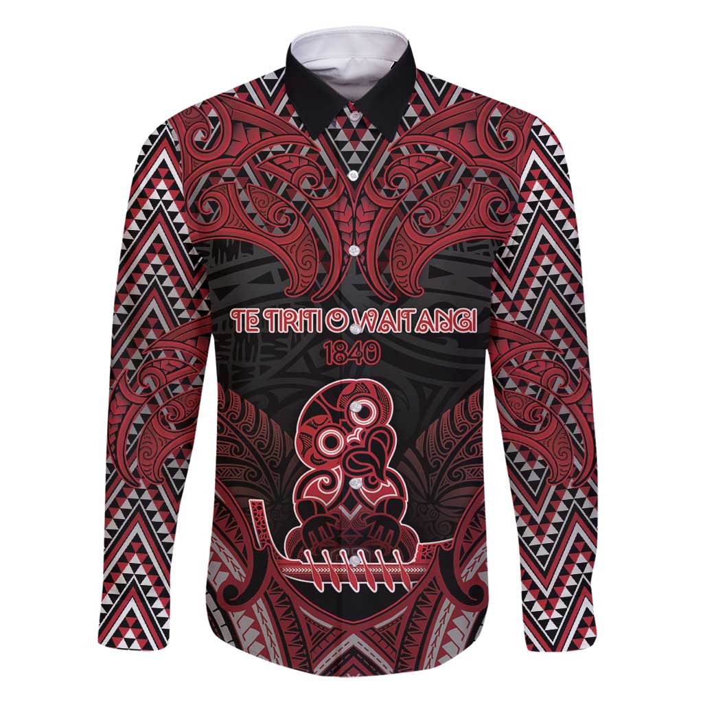 Personalised New Zealand Waitangi Day Family Matching Long Sleeve Bodycon Dress and Hawaiian Shirt Te Tiriti O Waitangi 1840 - Polynesian Pride