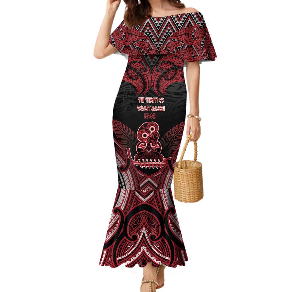 Personalised New Zealand Waitangi Day Family Matching Mermaid Dress and Hawaiian Shirt Te Tiriti O Waitangi 1840 - Polynesian Pride