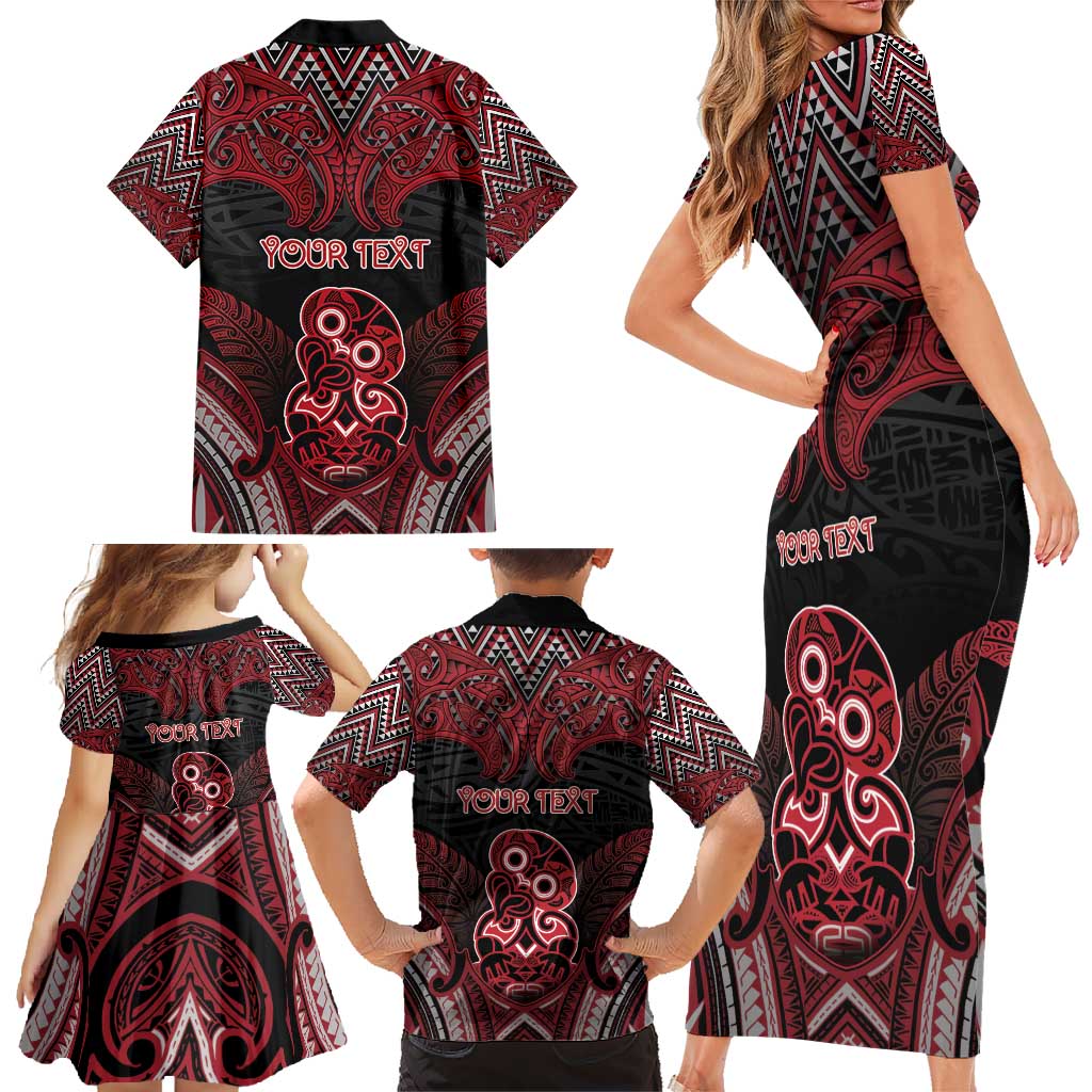 Personalised New Zealand Waitangi Day Family Matching Short Sleeve Bodycon Dress and Hawaiian Shirt Te Tiriti O Waitangi 1840 - Polynesian Pride