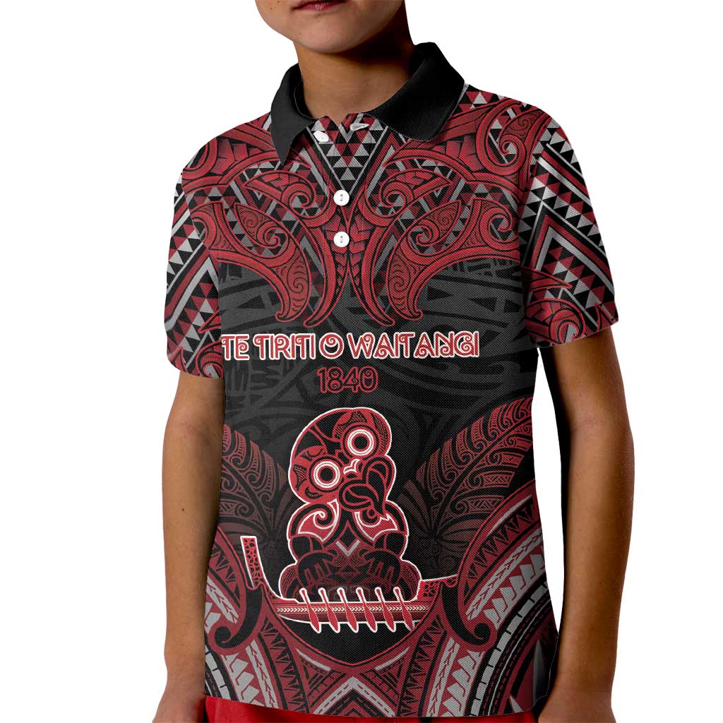 Personalised New Zealand Waitangi Day Kid Polo Shirt Te Tiriti O Waitangi 1840 DT05 Kid Black - Polynesian Pride