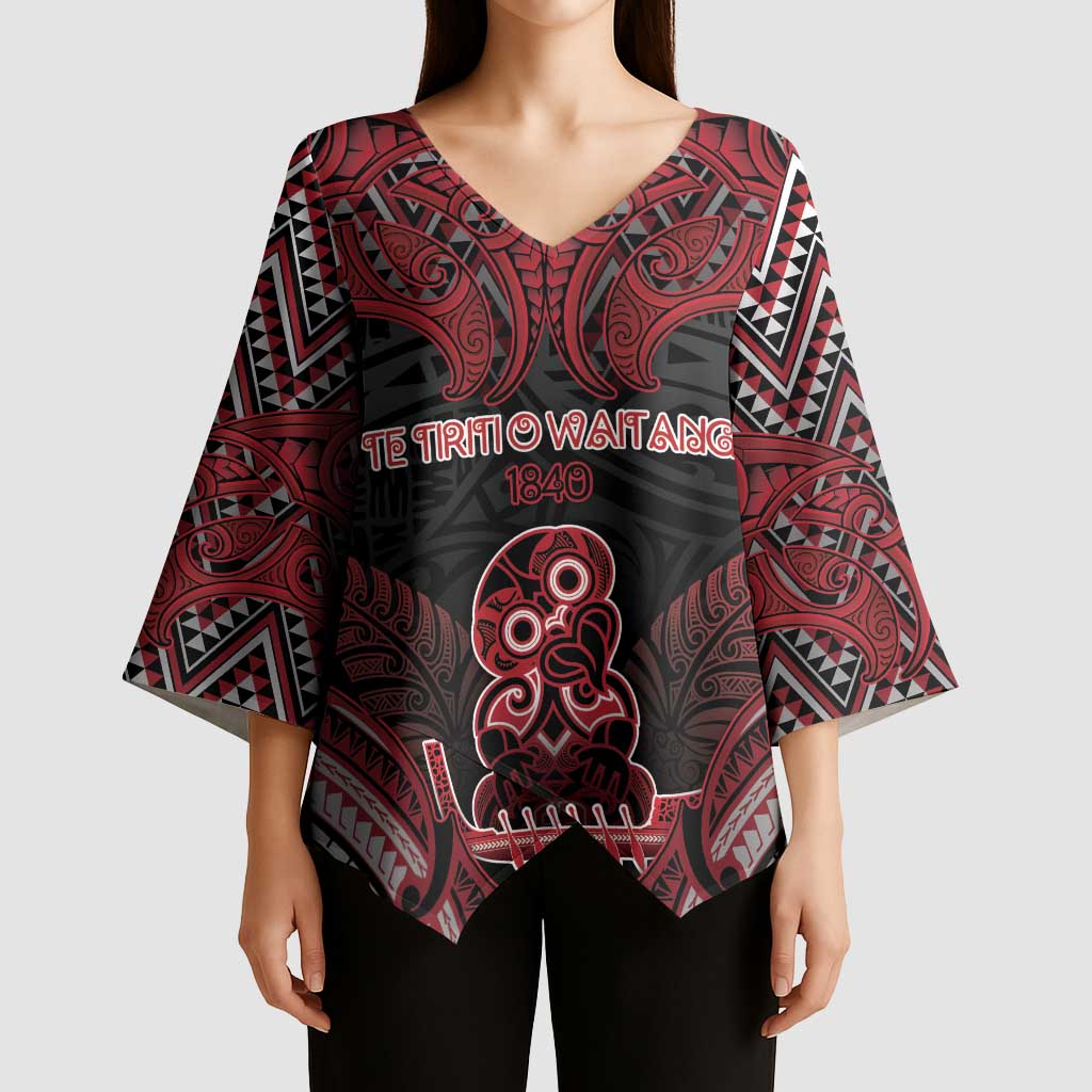 Personalised New Zealand Waitangi Day Kimono Sleeve Blouse Te Tiriti O Waitangi 1840 DT05 - Polynesian Pride