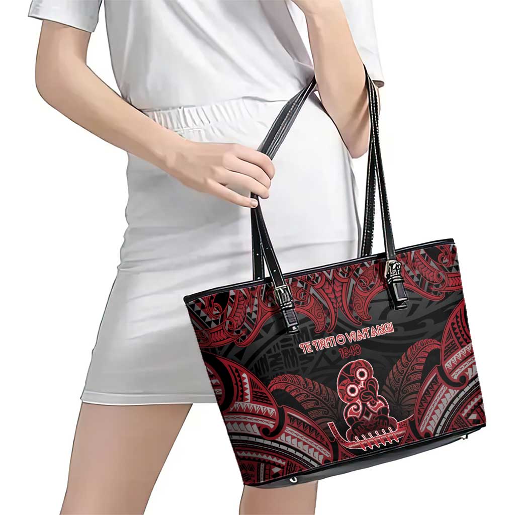 New Zealand Waitangi Day Leather Tote Bag Te Tiriti O Waitangi 1840 - Polynesian Pride