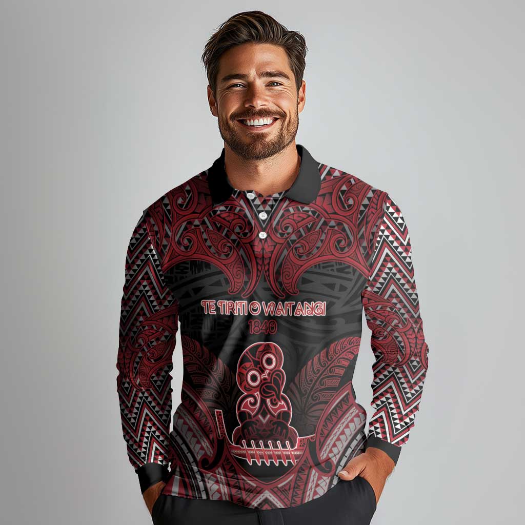Personalised New Zealand Waitangi Day Long Sleeve Polo Shirt Te Tiriti O Waitangi 1840 DT05 - Polynesian Pride