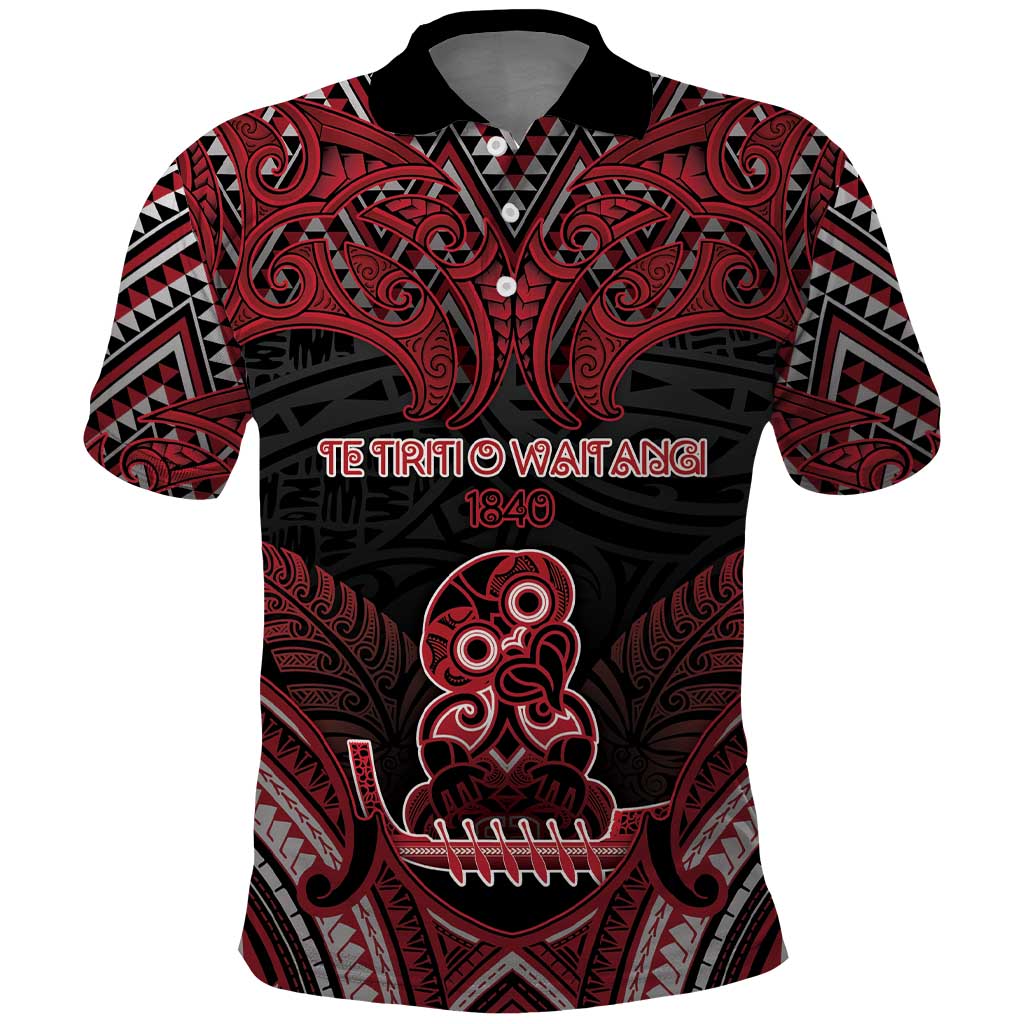 Personalised New Zealand Waitangi Day Polo Shirt Te Tiriti O Waitangi 1840 DT05 Black - Polynesian Pride