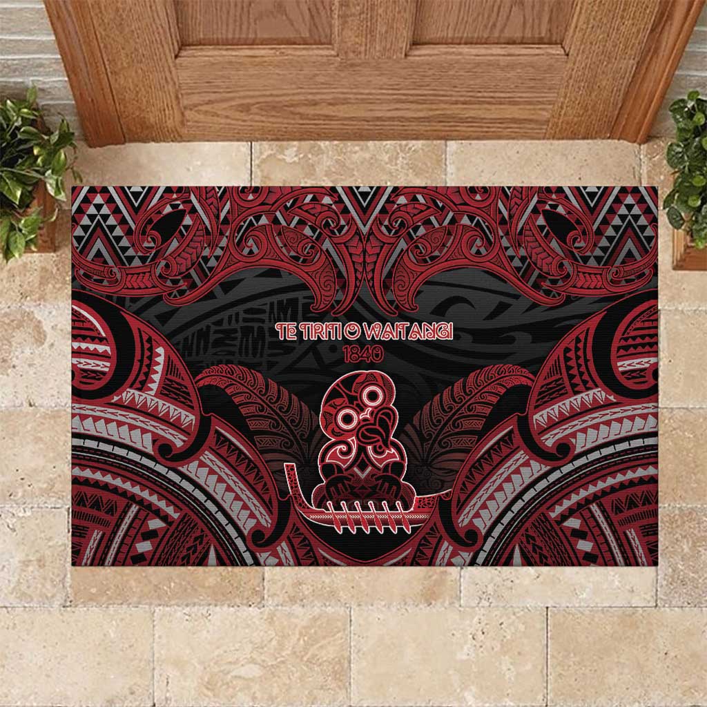 New Zealand Waitangi Day Rubber Doormat Te Tiriti O Waitangi 1840 DT05 Black - Polynesian Pride
